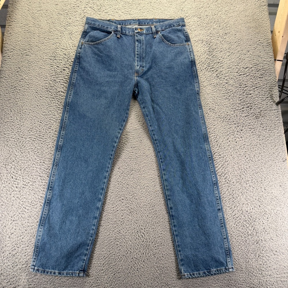 Wrangler Rustler Jeans Men's 36x32 Blue Cotton Denim Straight Workwear Travel